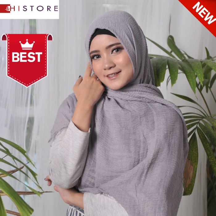 PASHMINA- HISTOREINDONESIAJILBAB PASHMINA CRINKLE REDROSE ORIGINAL VARIAN 1 - HITAM -PASHMINA.