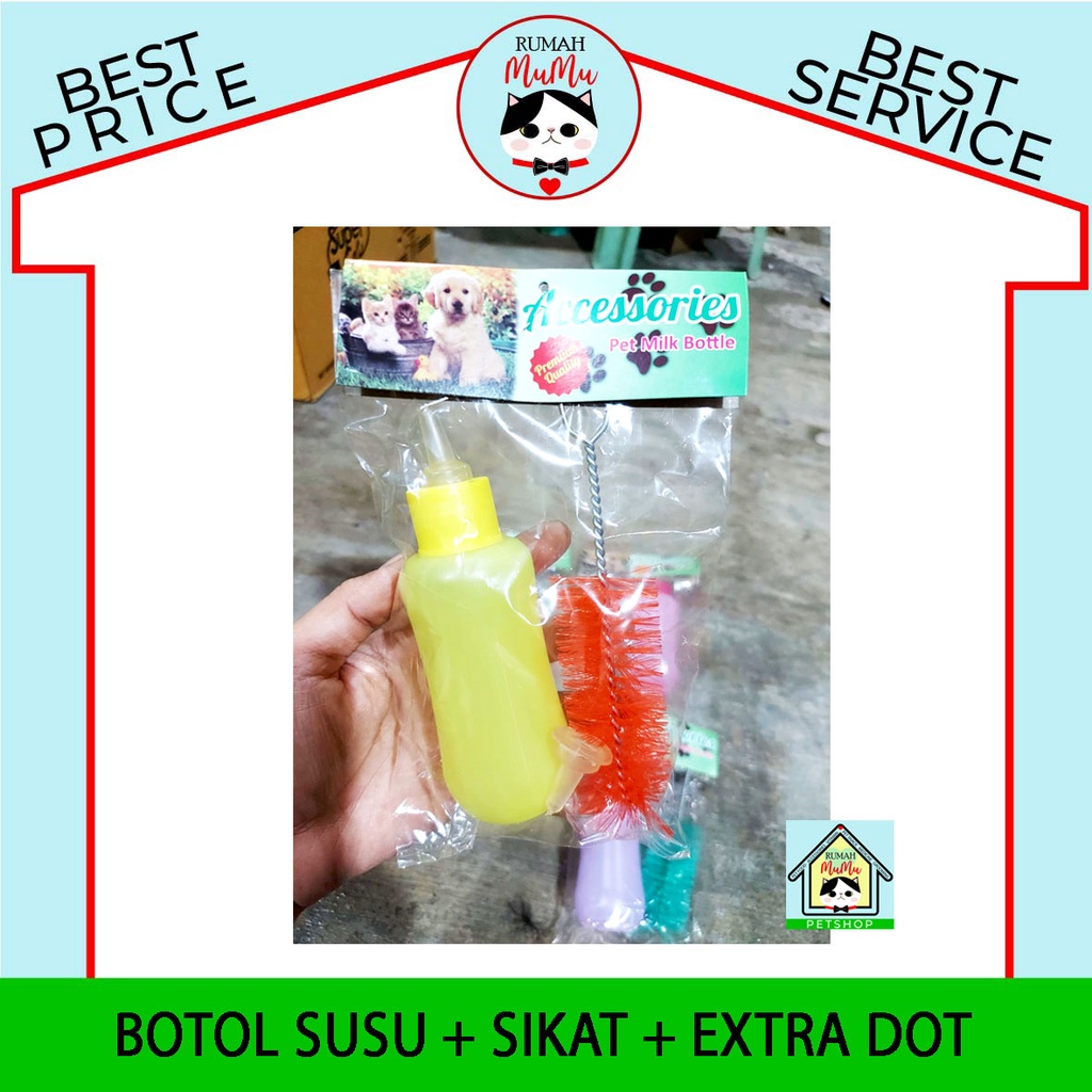 BOTOL SUSU COLOURFULL ANAK KUCING ANJING KELINCI DENGAN SIKAT DAN EXTRA DOT