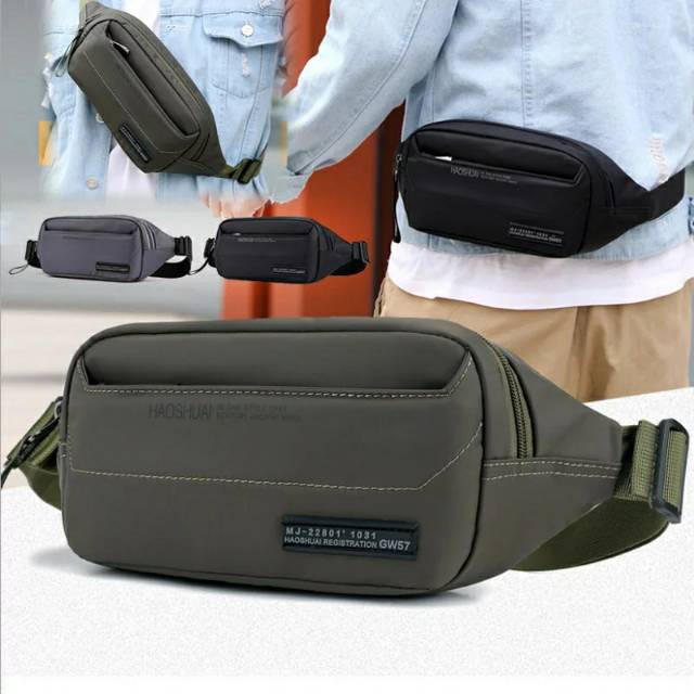 PROMO!!! Waistbag Pria - TRM WATERPROOF LIPAT 1AX802 Oranye. Bisa di Lipat. Parasud Y18 pria Army