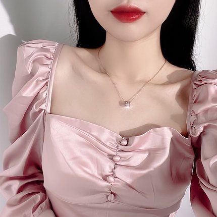 Kalung Liontin Pinggang Kecil fashion Gaya Korea Baja titanium rose gold necklace