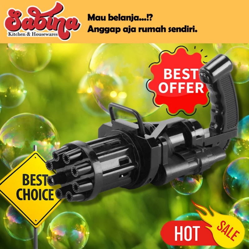 Mainan Anak Gelembung Sabun Otomatis Bubble Gatling Gun 8 Lubang