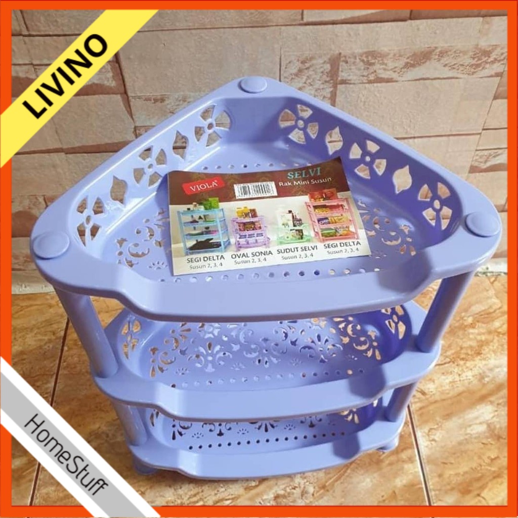 Mini Rak Selvi Sudut Serbaguna S3 Rak Viola Serbaguna Plastik LIVINO