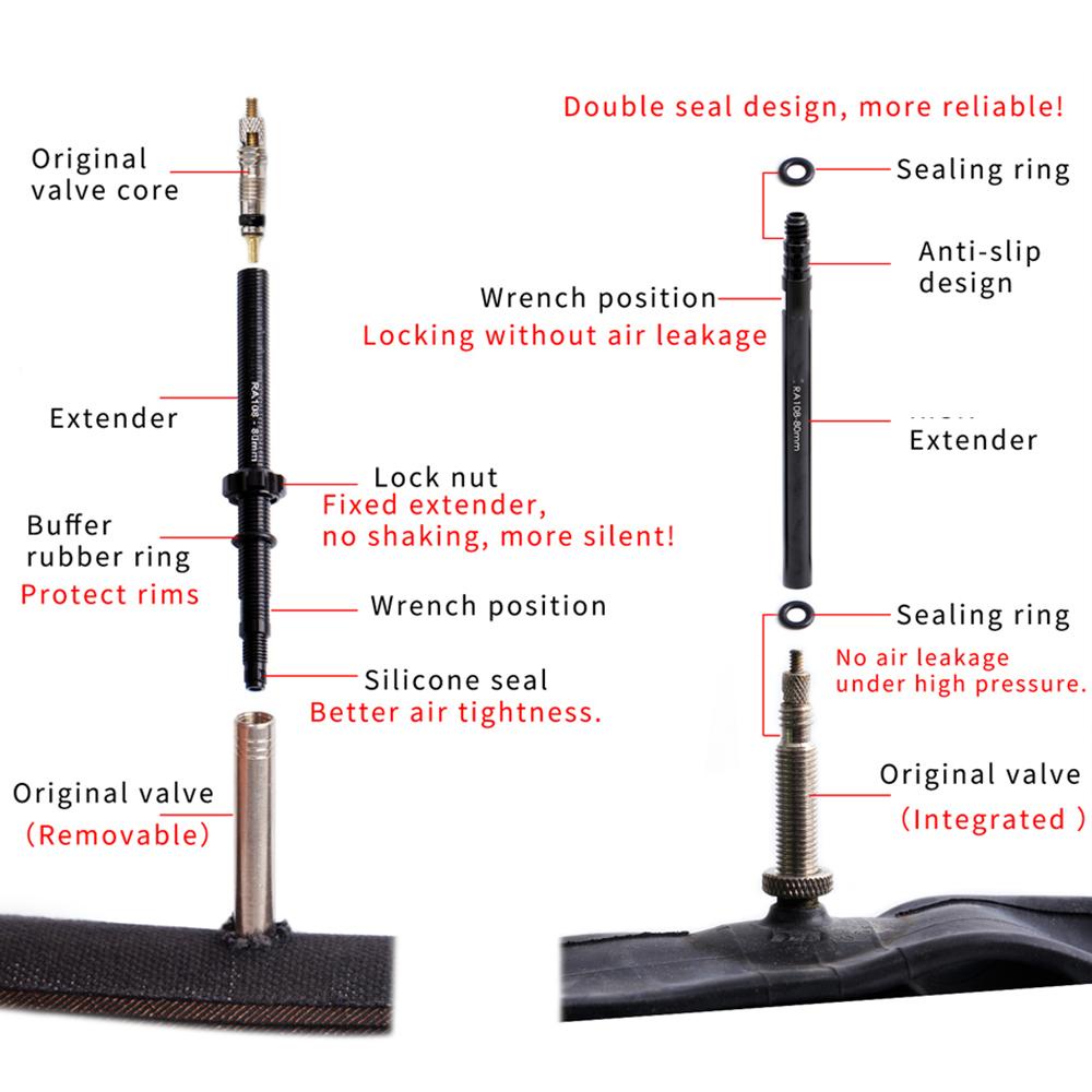 Agustinina Tabung Dalam Katup Ekstensi Extension rod RA108 Removable Presta Dengan Kunci Pas Paduan Aluminium Bagian Sepeda