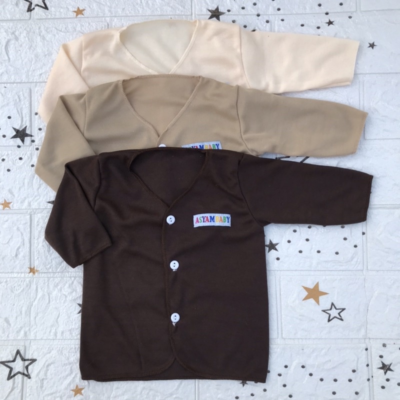 3 PCS Baju Bayi Baru Lahir Polosan Coklat Lengan Panjang Newborn DNW BABY