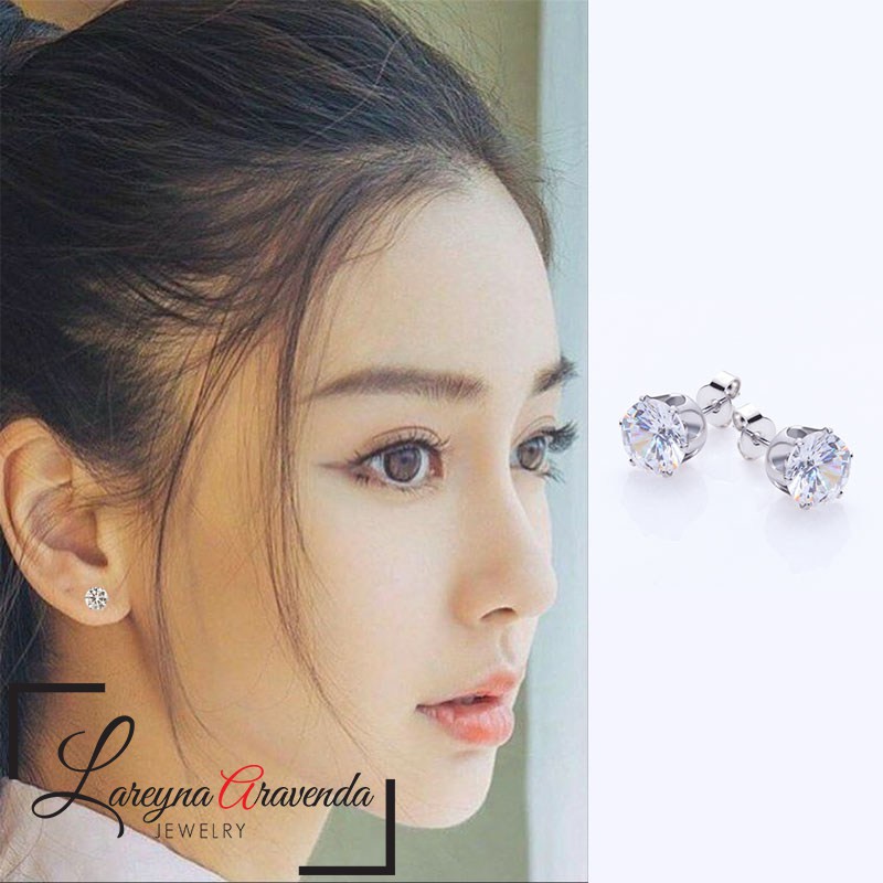 Anting Wanita Titanium Asli Crystal Kristal Zircon AAA ET001