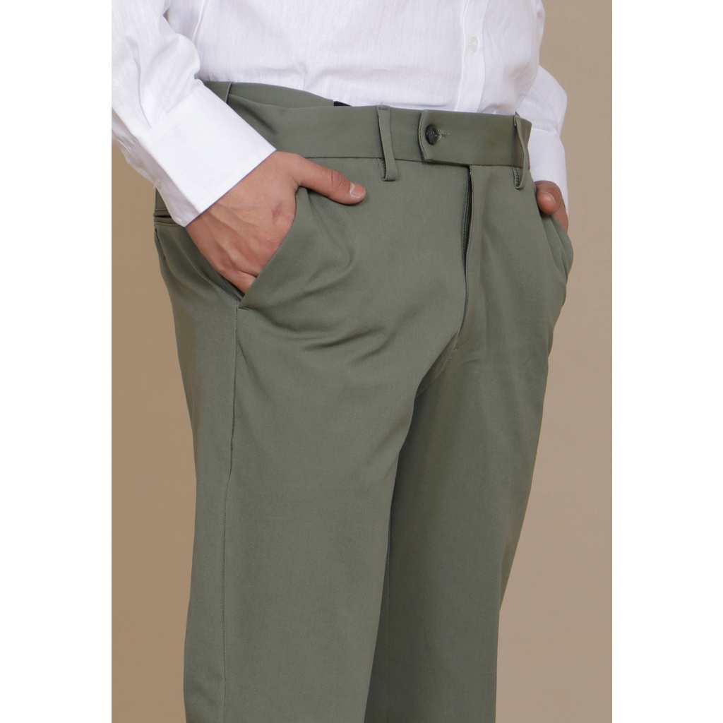 BlueButton Smart Chino Ankle Pants Slim Fit Kekinian Celana Panjang Formal Kerja Kantor - Sage