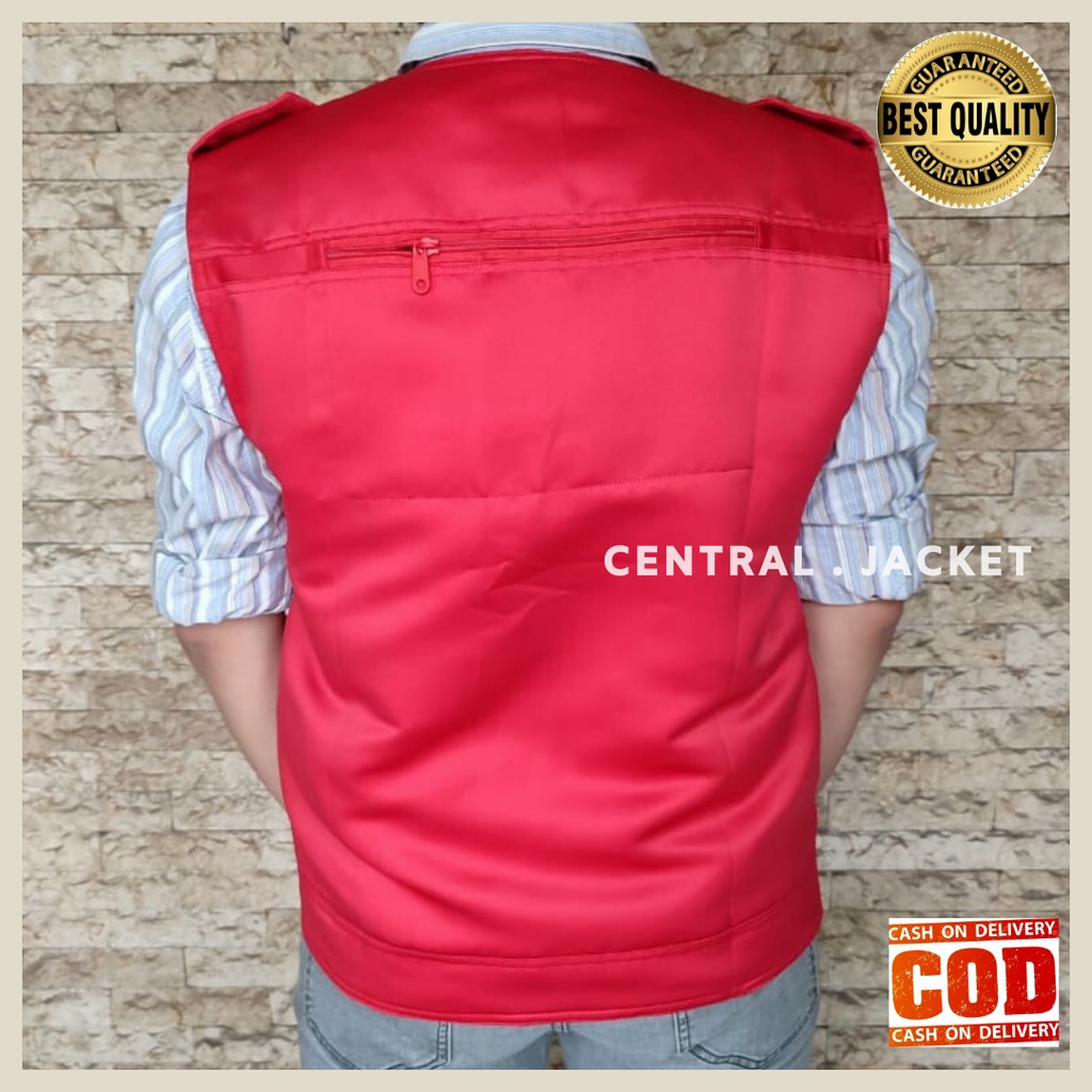 ROMPI OUTDOOR MERAH MULTIFUNGSI - JAKET ROMPI MOTOR TEBAL - VEST MULTIFUNGSI - ROMPI ORGANISASI