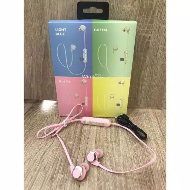 RY- headset handsfree earphone bluetooth kabel macaron mj6705 mj 6705