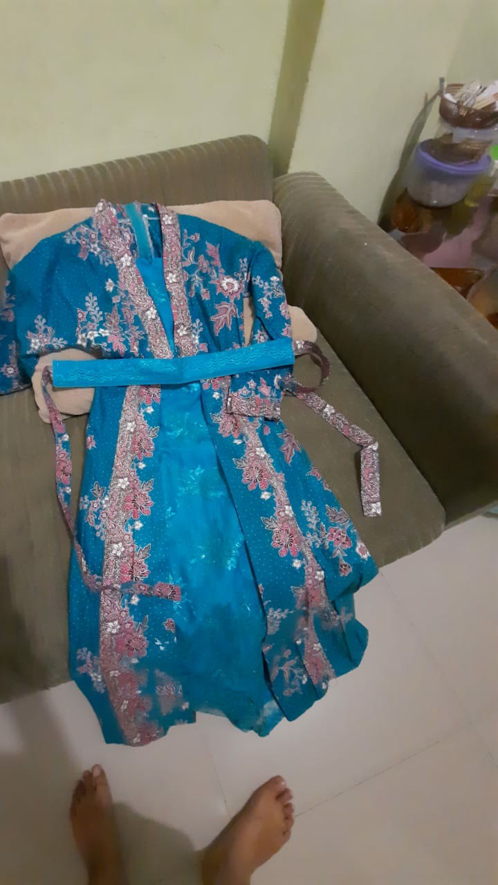 Sarimbit Keluarga/ Family Batik Gamis Wanita Kd Melati Dasar Krem Pink