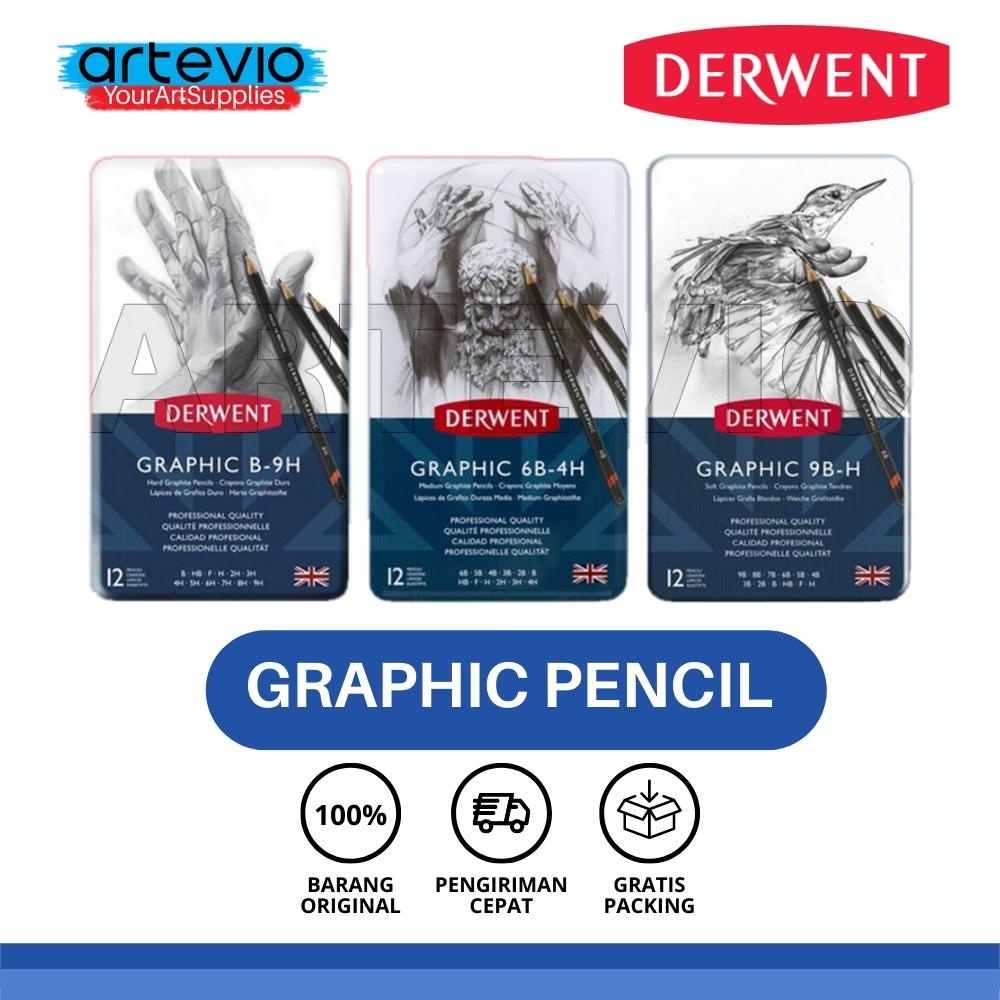 

Pensil Gambar / Pensil Graphic / Derwent Graphic Pencils Set 12 Tin