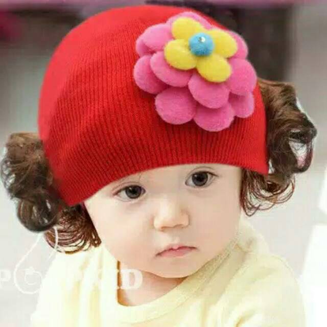 Topi kupluk rambut palsu anak.cewek