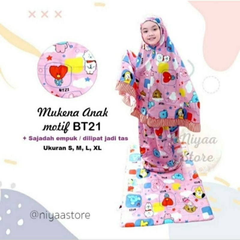 BTS BT21 Mukena anak Mukena anak karakter 2-10 tahun FREE tas Sajadah Mukena anak perempuan