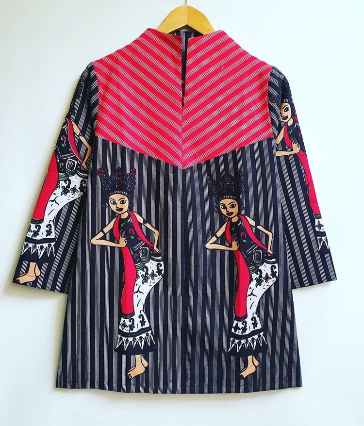 Batik Kerja Wanita Modern Lengan Panjang Bahan Katun Full Trikot Solo Mdt005