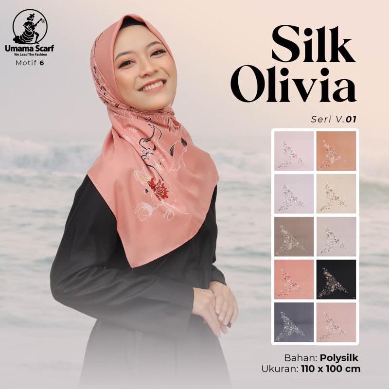 Segiempat Motif Hijab SILK OLIVIA MOTIF UMAMA 110x110-Motif 6 OLIVIA