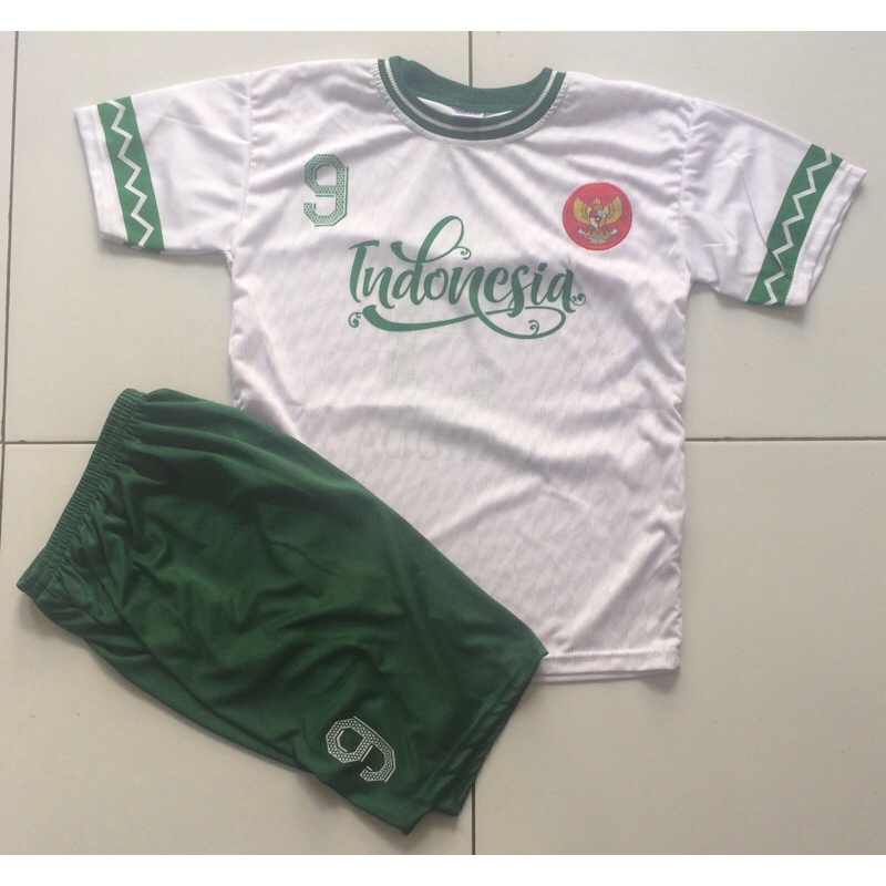 Setelan bola timnas indonesia putih anak bisa sablon nama