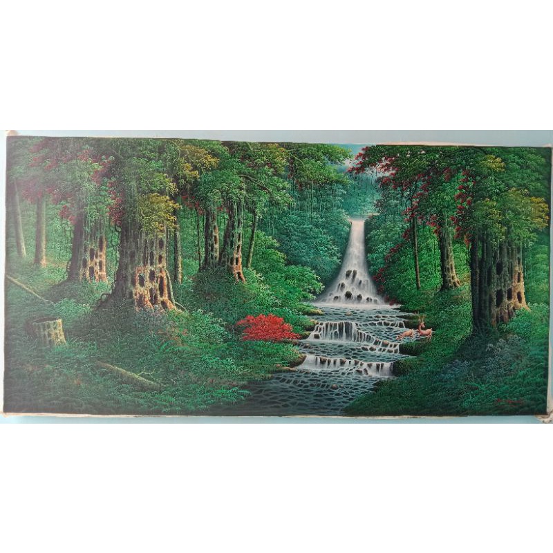 lukisan pemandangan hijau besar