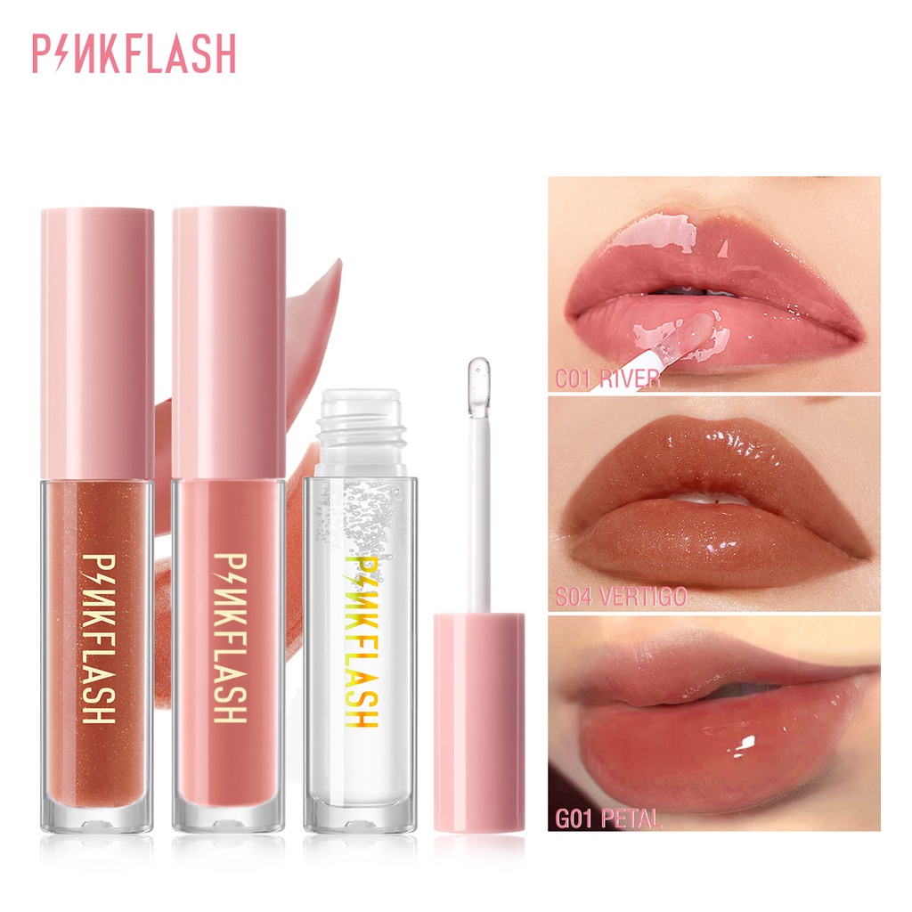 BFM005 PINKFLASH Lasting Glossy LipGloss Waterproof Perawatan Bibir Pelembab OhMyGloss Lip moisturizer