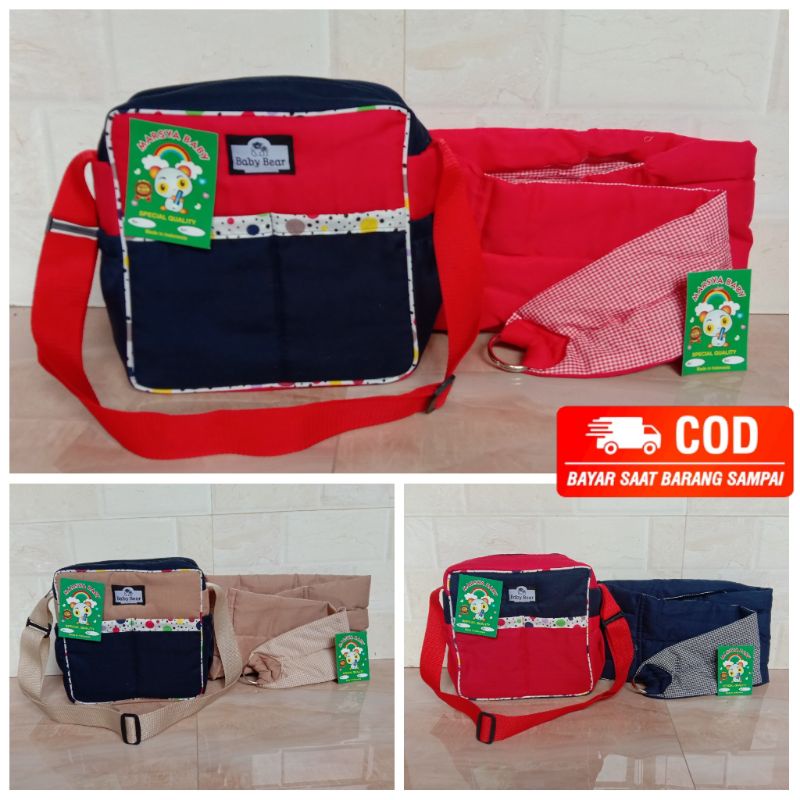 Tas Bayi Strip Dan Gendongan Bayi Samping Polos ( 2 in 1 )