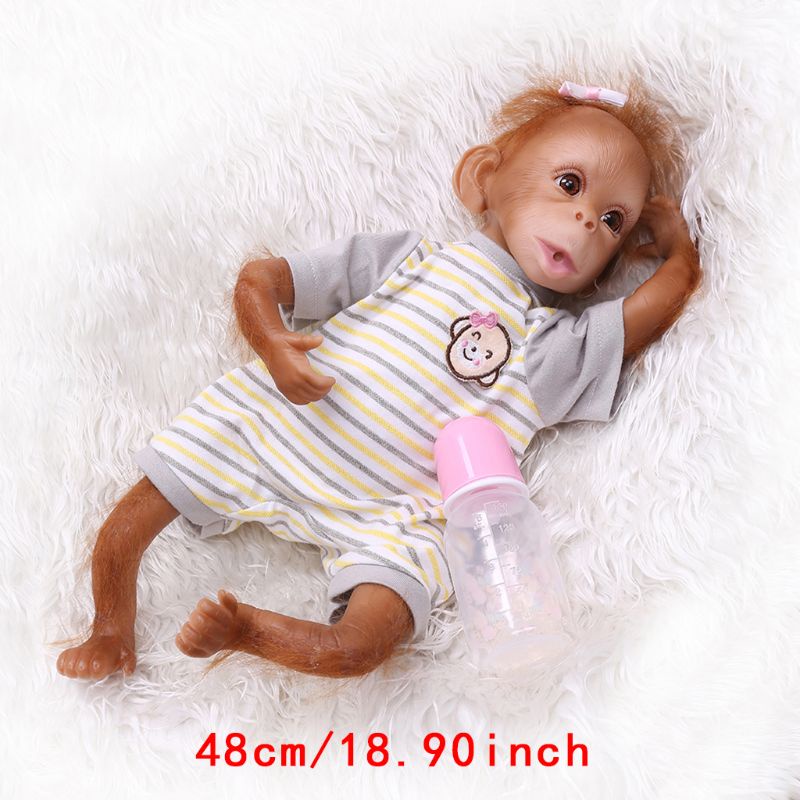 Mary 48cm Realistis Reborn Untuk Boneka Vinyl Silikon Lembut Bayi Newborn Monkey Lifelik