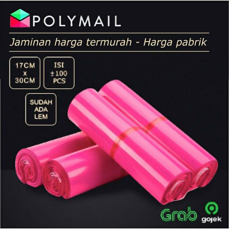 

POLYMAILER ( 1 buah )17x30CM PINK PREMIUM GLOSSY PLASTIK POLYMAILER PINK