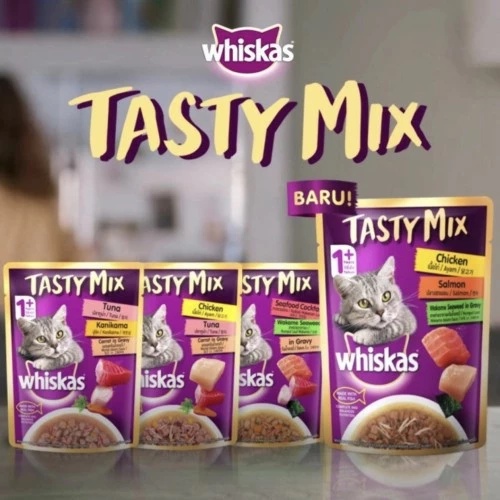 MAKANAN KUCING BASAH WHISKAS POUCH TASTY MIX 70GR ALL VARIAN