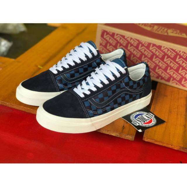 vans old skool checkerboard navy