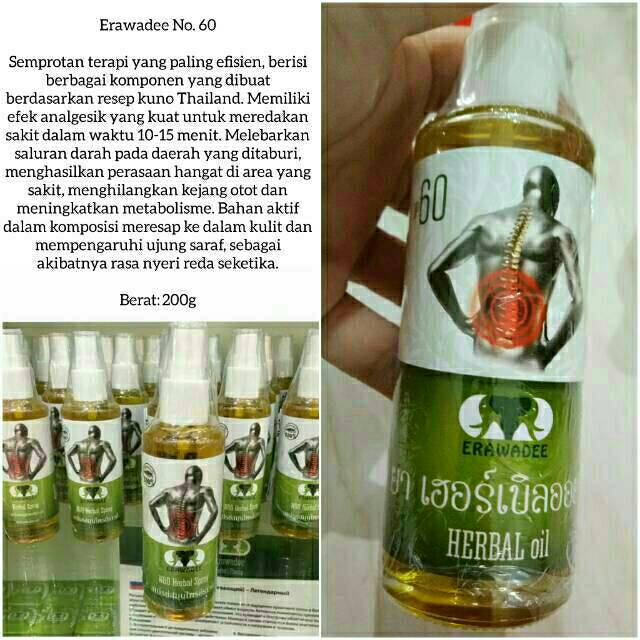 Erawadee No. 60 Herbal Spray Medical Spray for Back and Joints