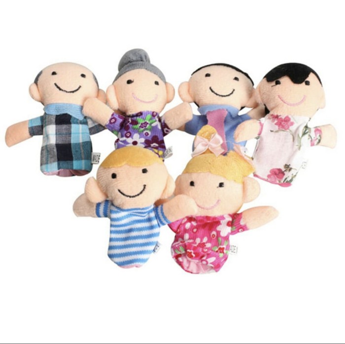 TokoPapin Boneka jari tangan keluarga finger puppet family isi 6 pcs mainan hand puppet lucu bahan kain