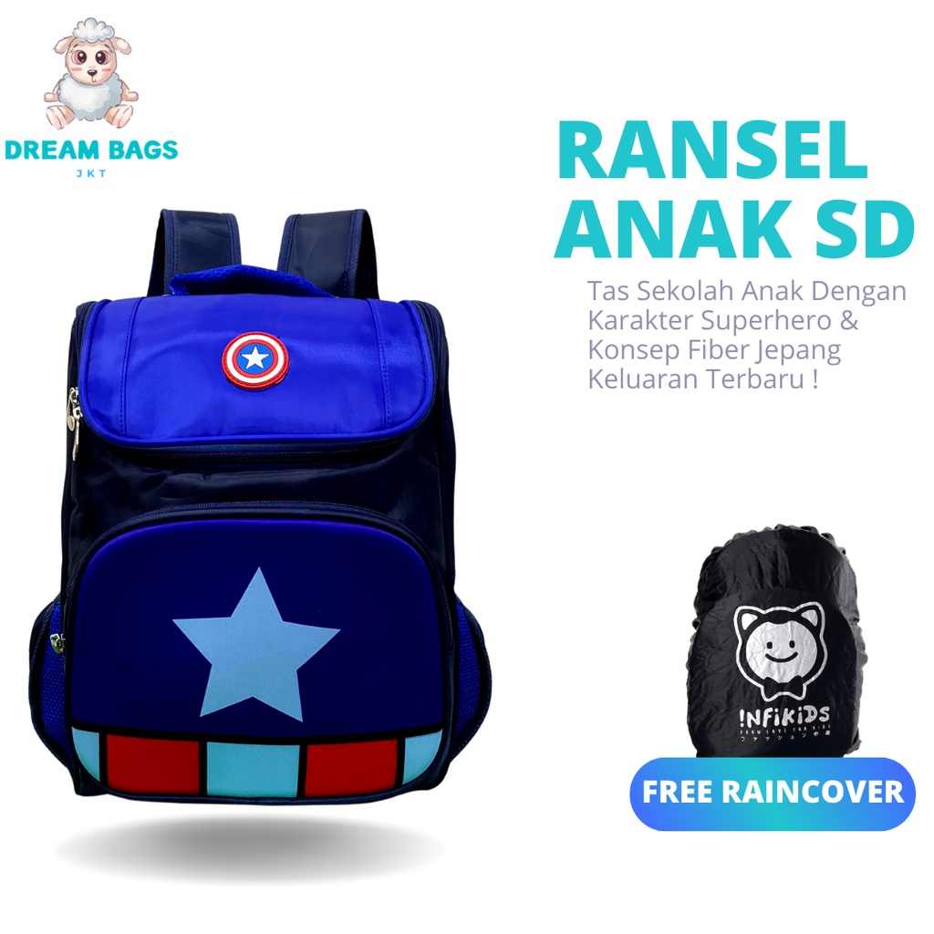 Tas Sekolah Karakter Superhero DB 1002 Size SD Tas Anak Import