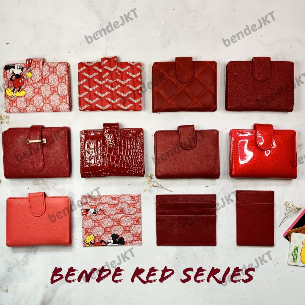 DOMPET KARTU ALL RED SERIES BENDE DAN UANG KERTAS PREMIUM WANITA IMPORT TEMPAT KARTU