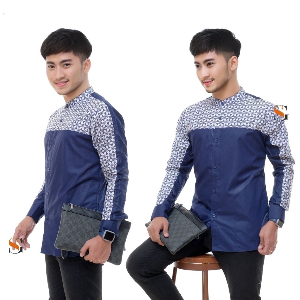 baju koko pria lengan panjang terbaru original motif yudistira kombinasi batik size s m l xl bahan katun toyobo premium kemko hadroh azzahir subbanul muslimin laki laki dewasa seragam santri pesantren terbaru kemeja koko pasarturi