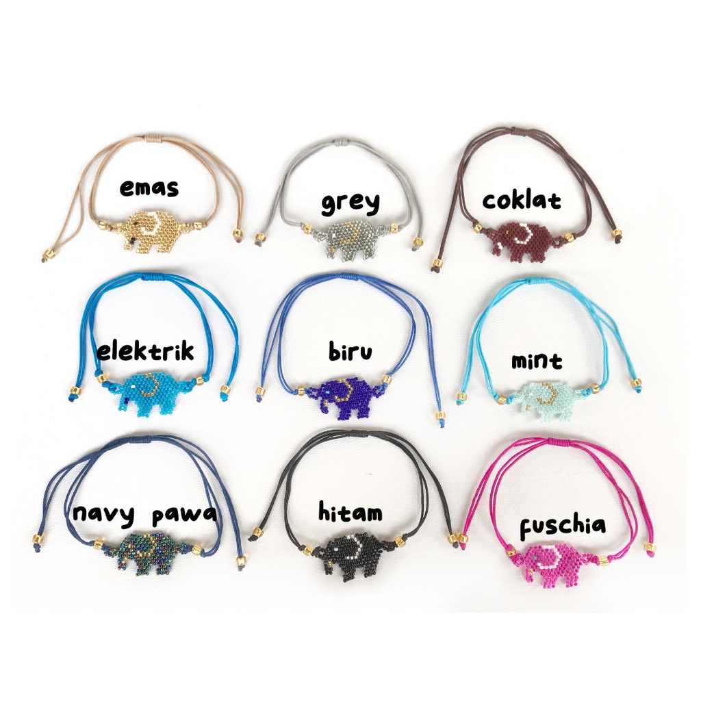 Mini Elephant Bracelet - Gelang Tali Manik Gelang Persahabatan