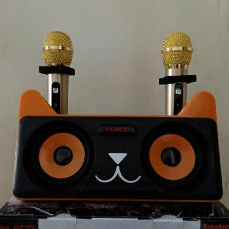 Speaker Wireless Bluetooth Karaoke Fleco F-305 Terbaru (Bonus mic 2 Pcs)