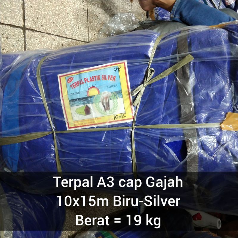 Terpal Besar 10x15m 10x15 tebal A3 Biru cap Gajah kolam lele truck tenda alas jemur gabah