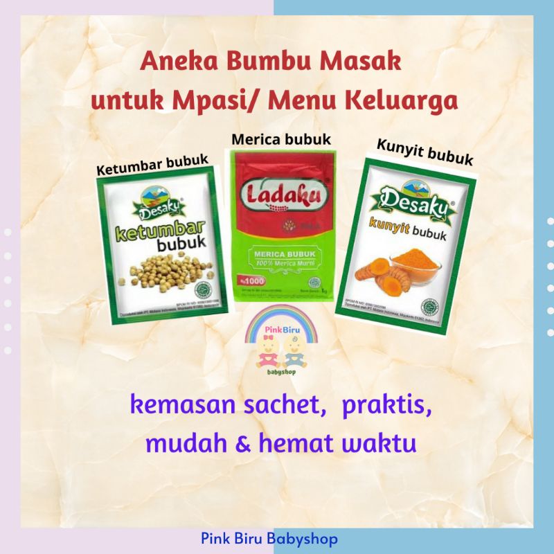 

LADAKU, KETUMBAR BUBUK, KUNYIT BUBUK DESAKU Kemasan Sachet