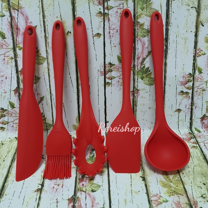 5pcs set premium silicone spatula for cooking soup pasta / alat masak