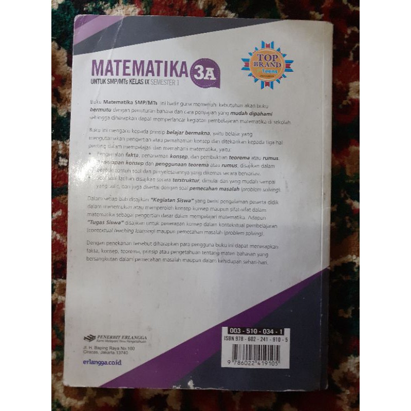 BUKU MATEMATIKA ERLANGGA KELAS 9