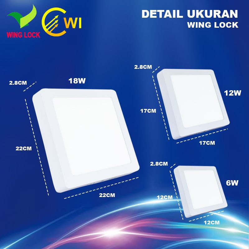 Downlight OB Kotak Panel LED 6W 12W 18W Wing Lock /Lampu Plafon Outbow