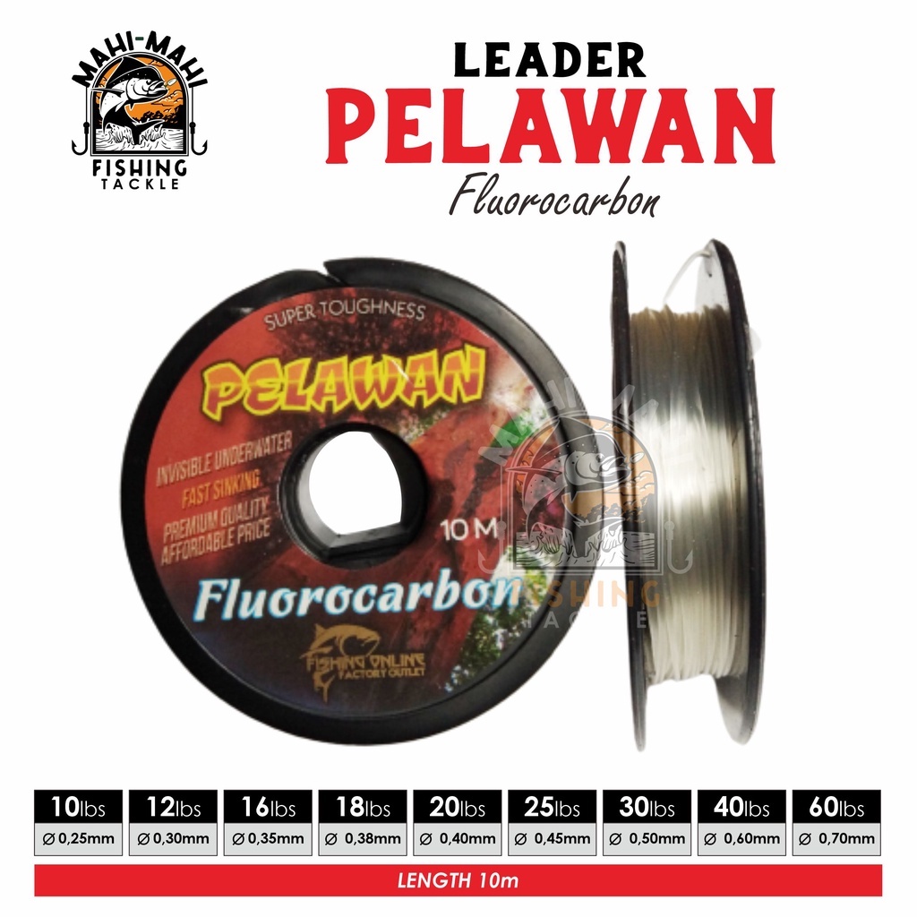 Leader 10lbs 20lbs 30lbs 40lbs 60lbs 100% Fluorocarbon Senar Leader Fluoro Carbon Samar dalam Air