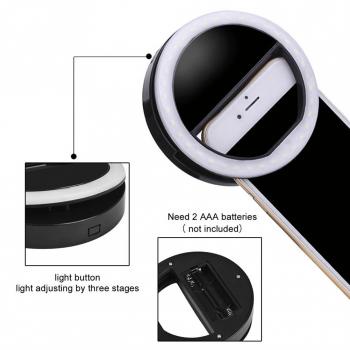 Lampu LED Smartphone Selfie Ring Spotlight Flash Lamp / Lampu Selfi Ring Light / Ring Light Selfi Led Mini Ringlight Handphone LED Selfie Flash / Lampu Flash Hp Lampu selfie Bulat untuk kamera camera hp Flash charm eyes / Clip Ring Light Lampu Selfie