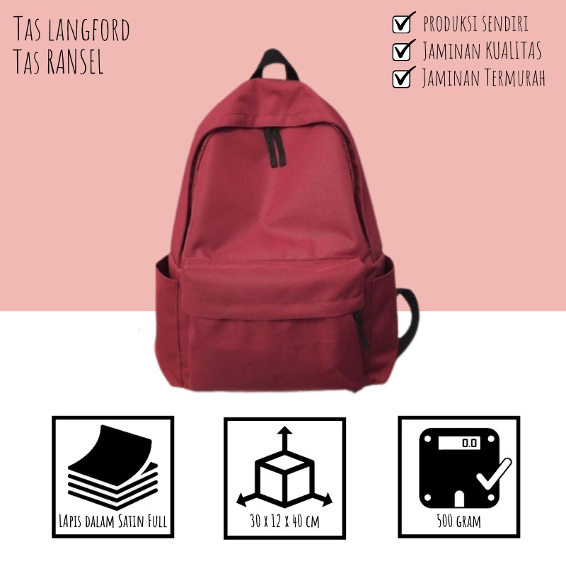 Tas Ransel - Backpack Punggung Sekolah Kuliah Kerja Remaja Dewasa Kantor Laptop Model Terbaru Kekinian Fashion Stylish Pria Wanita Cewek Cowok