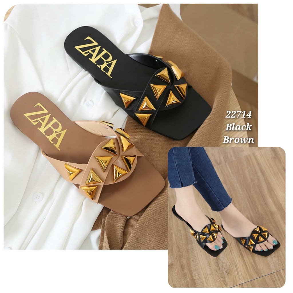 NEW ARRIVAL BEST SELLER SANDAL WANITA FLAT IMPORT TERMURAH  22714