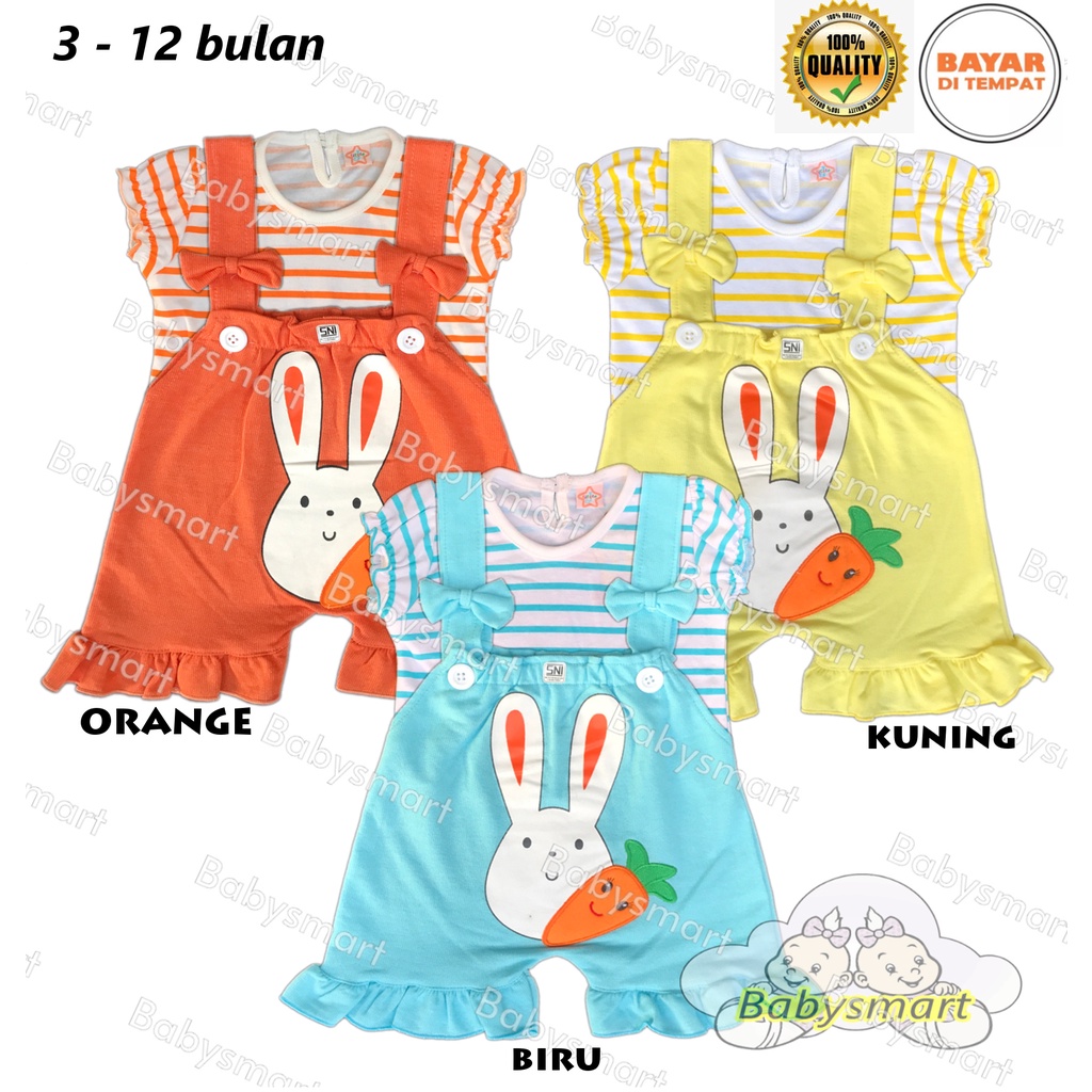 Babysmart - Setelan Baju Anak/Bayi Perempuan Cewek model Jumper/Romper/Hansop motif RABBIT LITTLE SNI umur 3-12 bulan