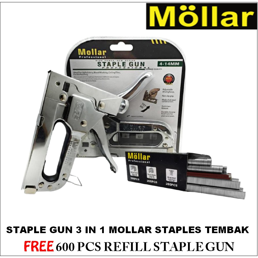 

Staples Tembak Stapler Hekter Staple Gun Heckter Staples Jok Tacker 3 In 1