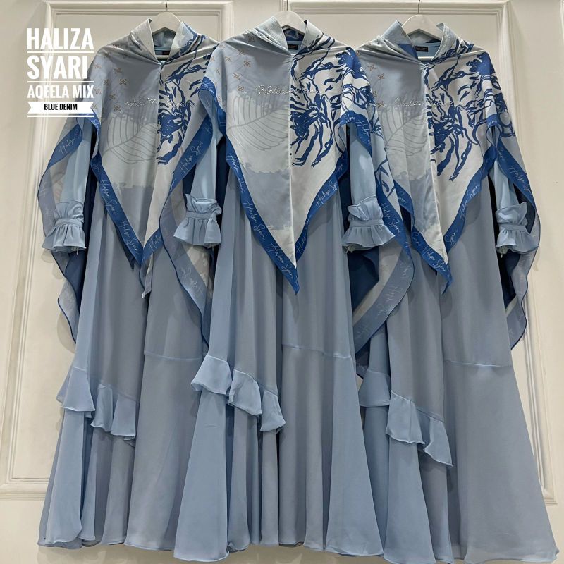 SET GAMIS HALIZA SYARI AQEELA MIX BLUE DENIM