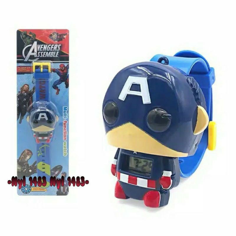 JAM TANGAN MURAH GROSIR ANAK LAKI-LAKI KARAKTER SUPERHERO CAPTEIN AMERICA  / SPIDERMAN