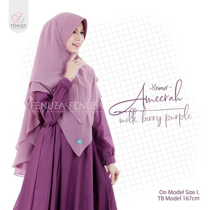 Jilbab Khimar, Jilbab Kimar (XL) Khimar Jilbab Instan Pet Antem Ceruty 2 Layer Ameerah by Fenuza -