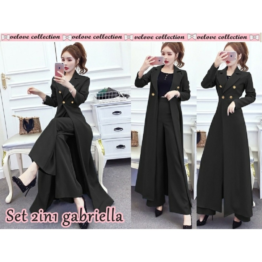 Set Top Fashion Murah Import Bkk Bangkok Baju Stelan Wanita St CC187 Set 3In1 Lulu Rample Army [Sete