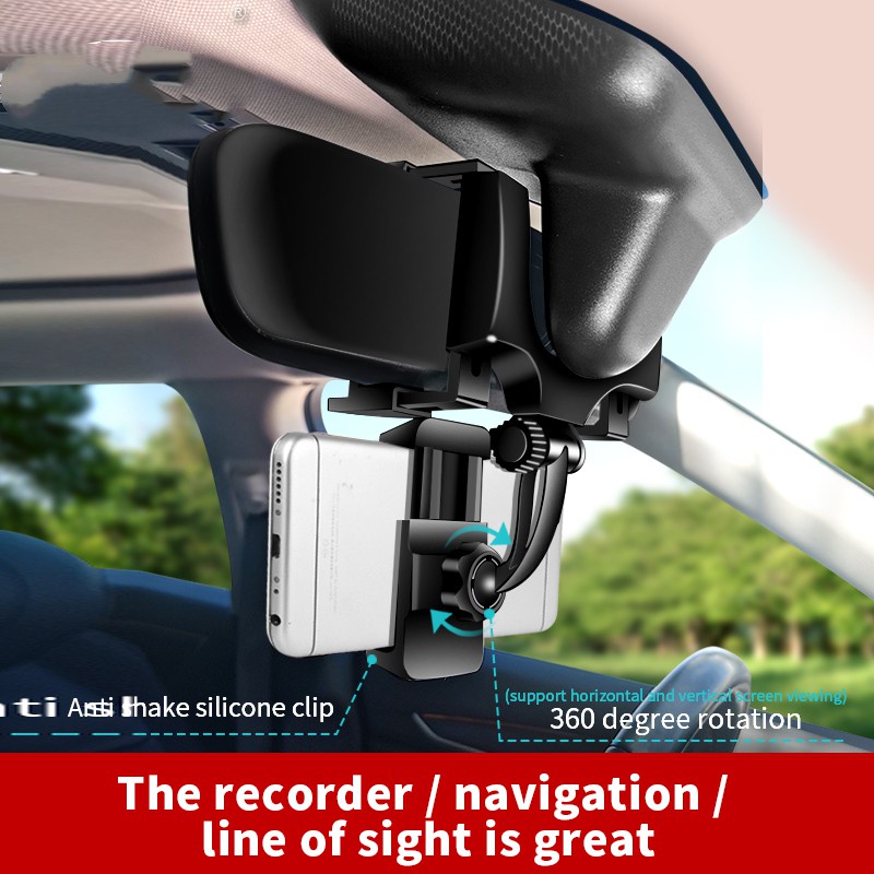 360 ° Bracket Klip Mount Sun Visor Mobil Stand Holder Handphone / GPS Kompatibel Android