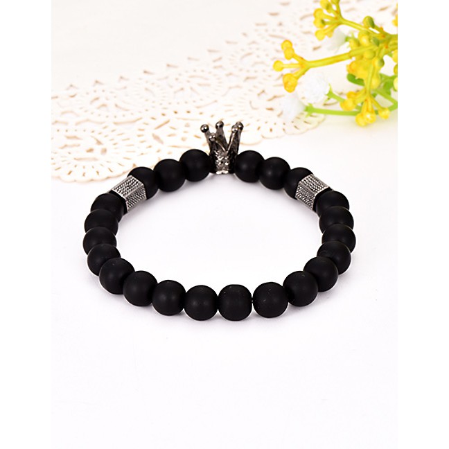 LRC Gelang Tangan Fashion Black Natural Stone Alloy Bracelet F46835